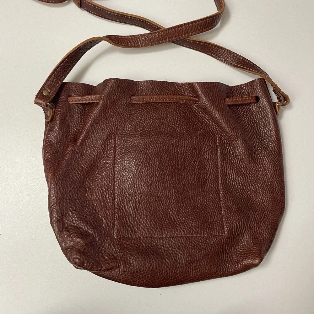Portland Leather Goods Bucket Bag Pebbled Leather Brown‎ Handmade Artisanal B25